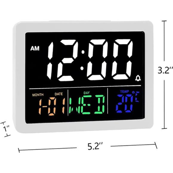 Digital Alarm Clock 5.5" Large LED Time Display Adjustable Alarm Volume Calendar - Picture 1 of 6